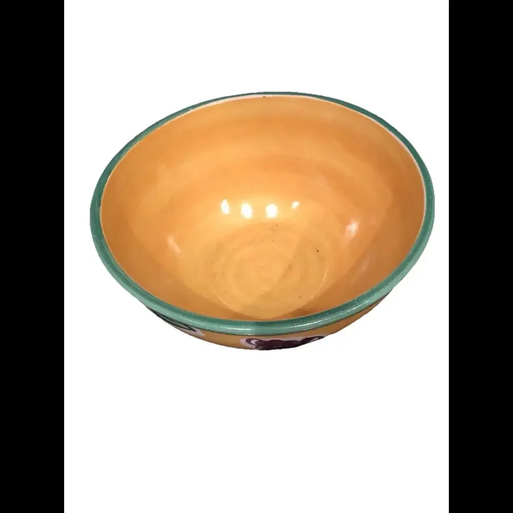 🍽️Large Hand Painted Bowl - Yellow With grapes